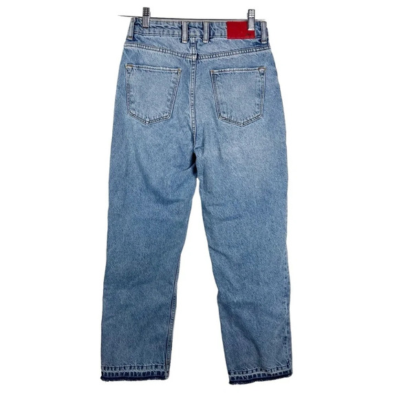 ZARA Button Fly 100% Cotton Rigid Denim Distressed 90’s loose fit Jeans - Picture 4 of 9